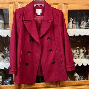 St. John's Bay Women's Burgundy Peacoat